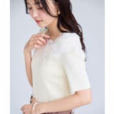 オフホワイト(15) | オフショルダー風モチーフレースニット | VIS