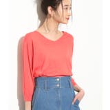 オレンジ系(71) | 【UVカット】ひんやりVネック7分袖プルオーバー | VIS 