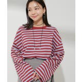 【EC/OUTLET】ワイドスリーブマルチボーダーロングTシャツ【洗える】 | VIS  | 詳細画像4 