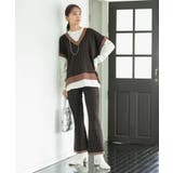 【セットアップ対応】モノグラム柄が映えるVネックジャカードベスト | VIS  | 詳細画像10 