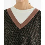 【セットアップ対応】モノグラム柄が映えるVネックジャカードベスト | VIS  | 詳細画像17 