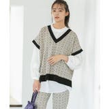 【セットアップ対応】モノグラム柄が映えるVネックジャカードベスト | VIS  | 詳細画像2 