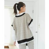 【セットアップ対応】モノグラム柄が映えるVネックジャカードベスト | VIS  | 詳細画像4 