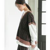 ブラック系(02) | 【セットアップ対応】モノグラム柄が映えるVネックジャカードベスト | VIS 