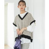 ベージュ系(28) | 【セットアップ対応】モノグラム柄が映えるVネックジャカードベスト | VIS 