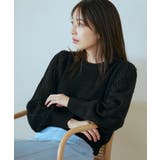 ブラック(01) | 【洗える】ケーブルボリューム袖ニットプルオーバー【sustainable】 | VIS