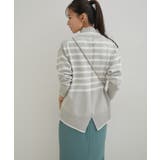 【洗える】ボーダー＆無地バックスリットニット【sustainable】 | VIS  | 詳細画像10 