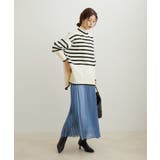 【洗える】ボーダー＆無地バックスリットニット【sustainable】 | VIS  | 詳細画像14 