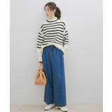 【洗える】ボーダー＆無地バックスリットニット【sustainable】 | VIS  | 詳細画像3 