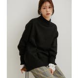 ブラック(01) | 【洗える】ボーダー＆無地バックスリットニット【sustainable】 | VIS 