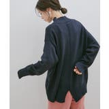 ネイビー(40) | 【洗える】ボーダー＆無地バックスリットニット【sustainable】 | VIS 