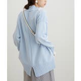 サックス(48) | 【洗える】ボーダー＆無地バックスリットニット【sustainable】 | VIS 
