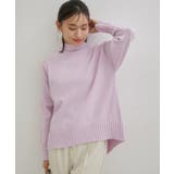 ラベンダー(52) | 【洗える】ボーダー＆無地バックスリットニット【sustainable】 | VIS 