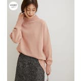 ピンク(63) | 【洗える】ボーダー＆無地バックスリットニット【sustainable】 | VIS 