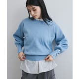 【洗える/アンチピリング】シルバー釦アクセントスリーブクルーネックニット | VIS  | 詳細画像10 