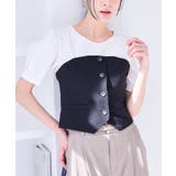 ブラック(01) | 釦ビスチェTシャツドッキングプルオーバー | VIS