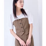 カーキー系(38) | 釦ビスチェTシャツドッキングプルオーバー | VIS