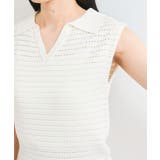 スキッパーフレンチスリーブアイレットニット | VIS | 詳細画像17
