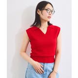 レッド(60) | スキッパーフレンチスリーブアイレットニット | VIS