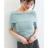 ライトグリン(33) | 【アンチピリング/UVケア/洗える】オフショルハーフスリーブニット | VIS 
