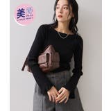 ブラック(01) | 袖口レース編みニットプルオーバー | VIS