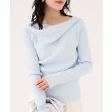 サックス(48) | ドレープオフショルダーリブニット/イージーケア | VIS