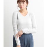 グレー(07) | カシミヤタッチワイドリブ編みVネックプルオーバー | VIS 
