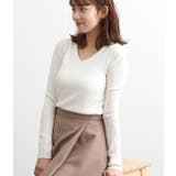 ホワイト(10) | カシミヤタッチワイドリブ編みVネックプルオーバー | VIS 