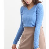 ブルー系(45) | カシミヤタッチワイドリブ編みVネックプルオーバー | VIS 