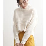 ホワイト(10) | 斜め切替リブタートルネックプルオーバー | VIS