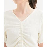 【洗える】ぽこぽこフロントシャーリングカットソー | VIS  | 詳細画像14 