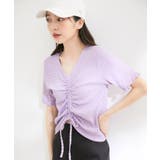 【洗える】ぽこぽこフロントシャーリングカットソー | VIS  | 詳細画像3 