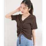 【洗える】ぽこぽこフロントシャーリングカットソー | VIS  | 詳細画像6 