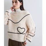 【新色追加】【洗える】ハート＆リボンコード刺繍ニットプルオーバー | VIS  | 詳細画像1 