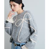 【新色追加】【洗える】ハート＆リボンコード刺繍ニットプルオーバー | VIS  | 詳細画像5 