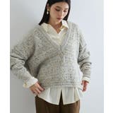 ベージュ系(28) | ミックスカラー深Vネックニット | VIS