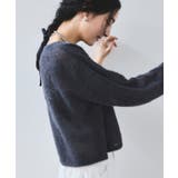 チャコール(06) | フラワーモチーフフェザーシアーニット | VIS