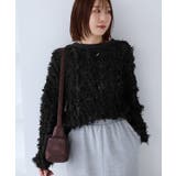 チャコール(06) | リボンヤーンフリンジニットプルオーバー | VIS