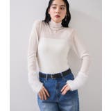 ホワイト(10) | フェザー切り替えスリーブシアータートルニット | VIS