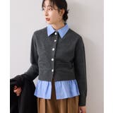 シャツレイヤード風メタルボタンカーディガン | VIS | 詳細画像18