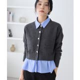 シャツレイヤード風メタルボタンカーディガン | VIS | 詳細画像30