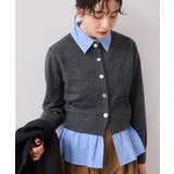 チャコール(06) | シャツレイヤード風メタルボタンカーディガン | VIS