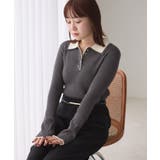 ダブルカラーポロニットトップス | VIS  | 詳細画像26 