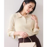 オフホワイト(15) | ダブルカラーポロニットトップス | VIS 