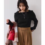 ブラック(01) | フェザーヤーンオフショルもちもちリブニット/イージーケア | VIS 