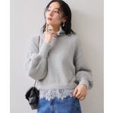 ラメフェザー裾レースハイネックニット | VIS  | 詳細画像3 