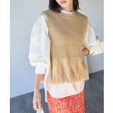 ベージュ系(28) | フリンジニットベスト | VIS 