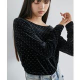 ブラック(01) | ラメプリントベロアロングTシャツ | VIS