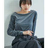 チャコール(06) | ラメプリントベロアロングTシャツ | VIS