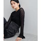 ブラック(01) | レースフレアースリーブトップス | VIS